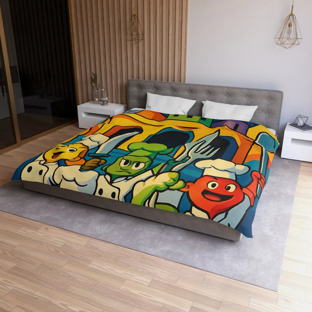 Housse de Couette Microfibre Art Graphique Contemporain Style Décoratif Chambre Tendance