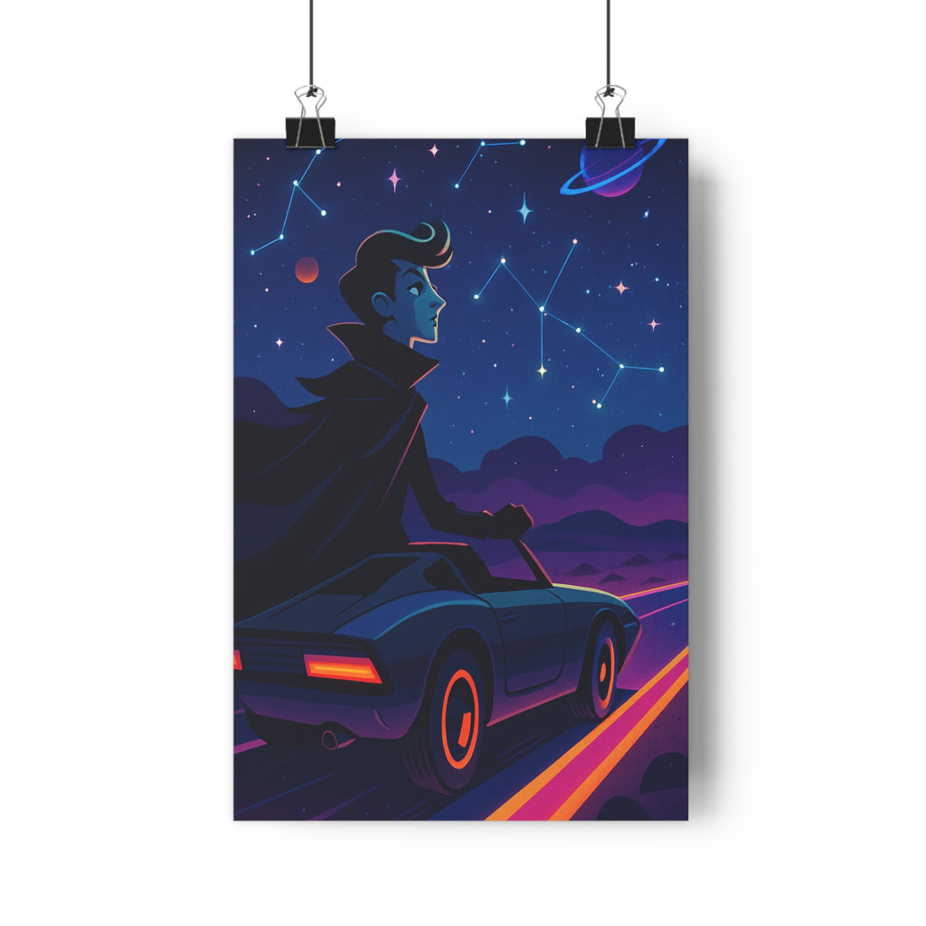 Poster décoratif futuriste sciencefiction bleu violet rose onirique chambre salon tendance art moderne 30x46