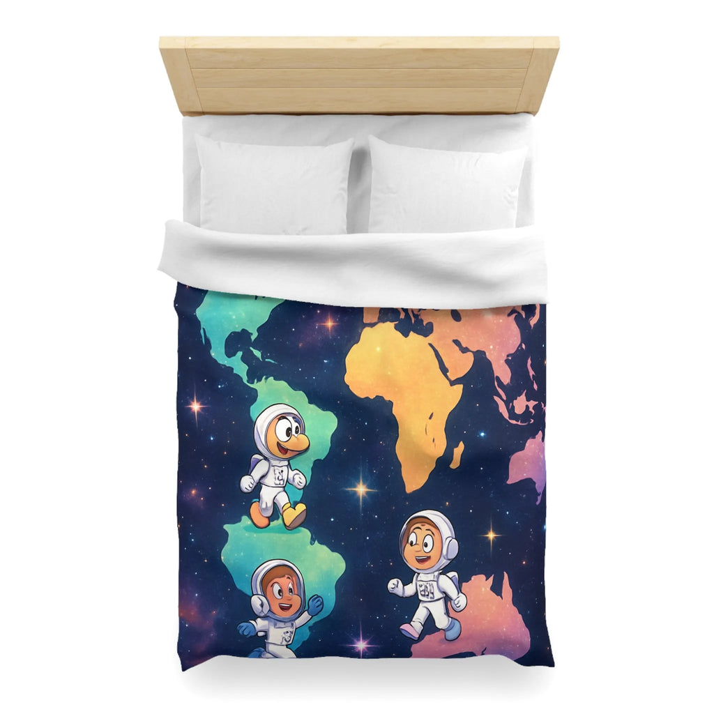 Housse de Couette Astronaute Enfantine Arc-en-Ciel Monde Spacieux Carte Terre Étoilée Cosmonautes Rêveurs