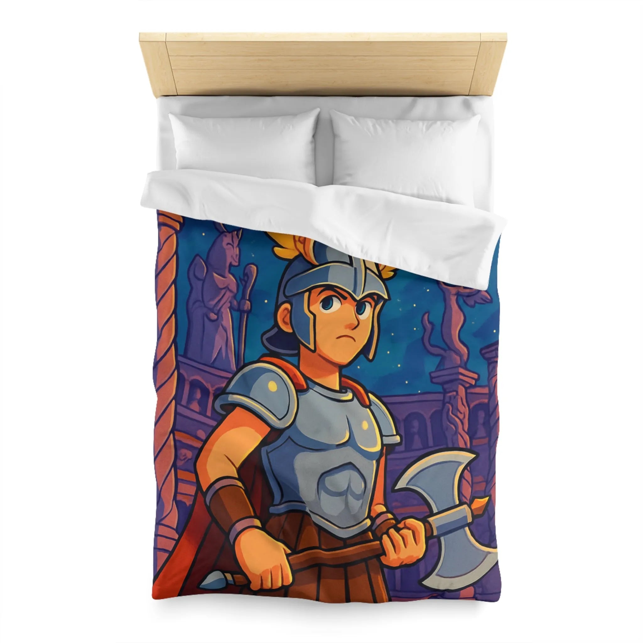 Housse de Couette Inspirée de Guerrier Épique avec Mythologie et Créatures Fantastiques