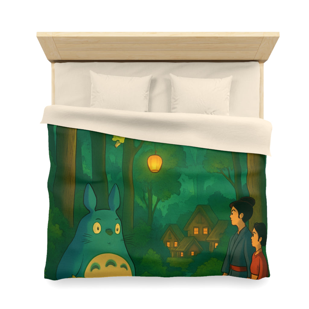 Housse de Couette Nature Enchantée avec Créatures Magiques et Paysage de Forêt Mystique