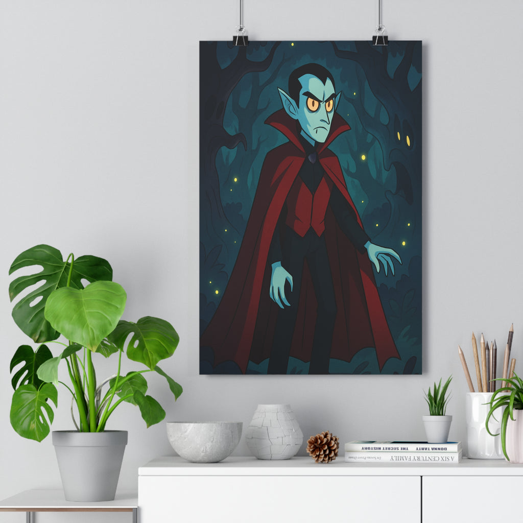 Poster décoratif cartoon mystique rouge noir forêt sinistre chambre salon fantaisie atmosphère captivante unique