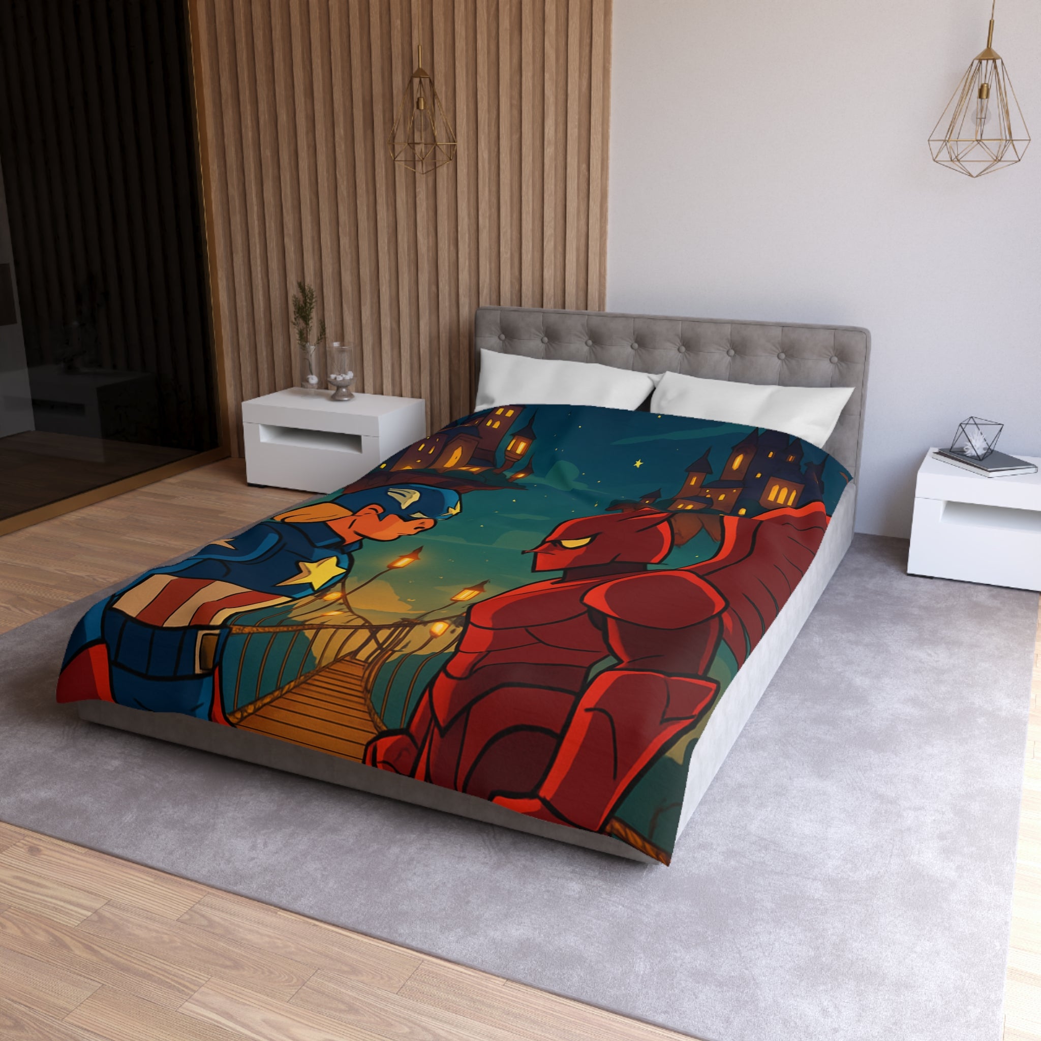 Housse de Couette Microfibre Design Artistique Moderne Décoration Chambre Confort Premium