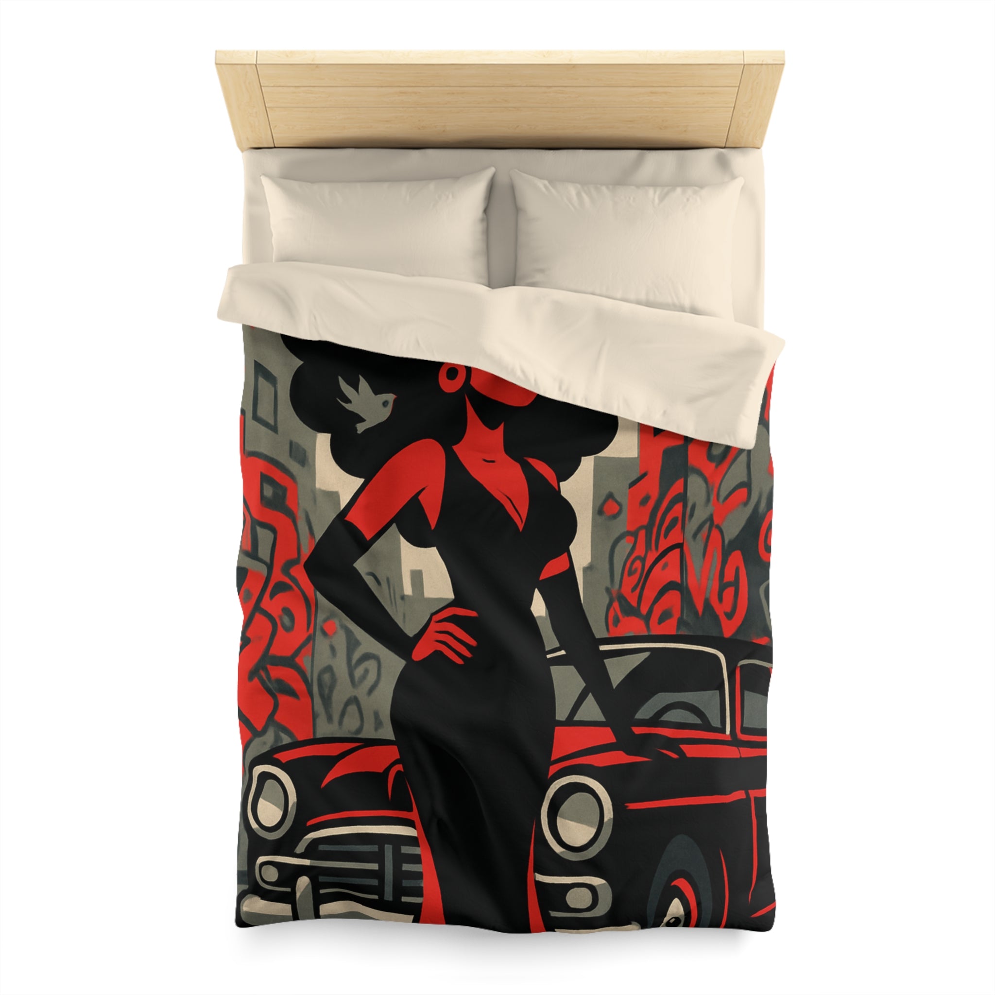 Housse de Couette Microfibre Design Artistique Moderne Décoration Chambre Confort Premium