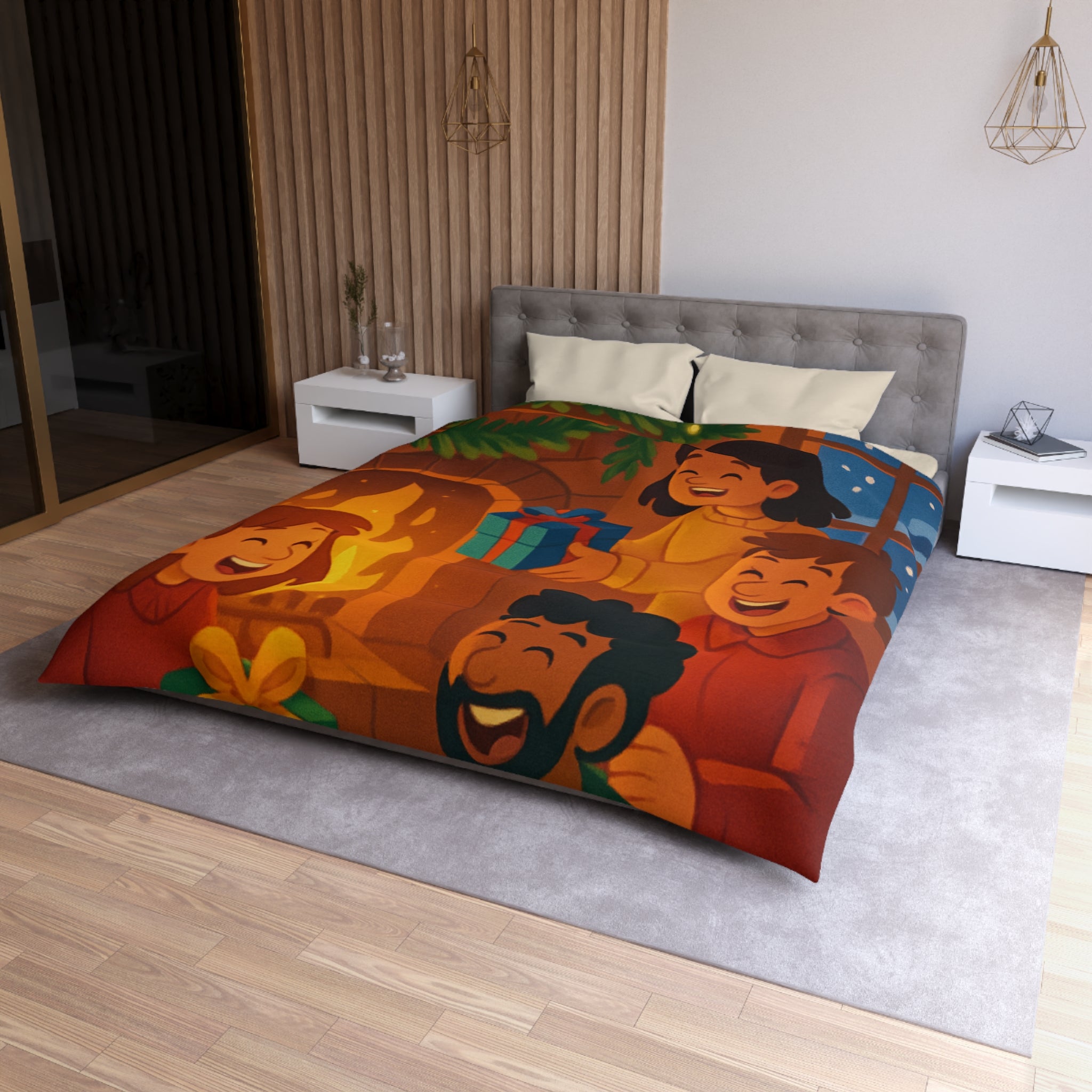 Housse de Couette Microfibre Motif Créatif Original Style Contemporain Chambre Élégante