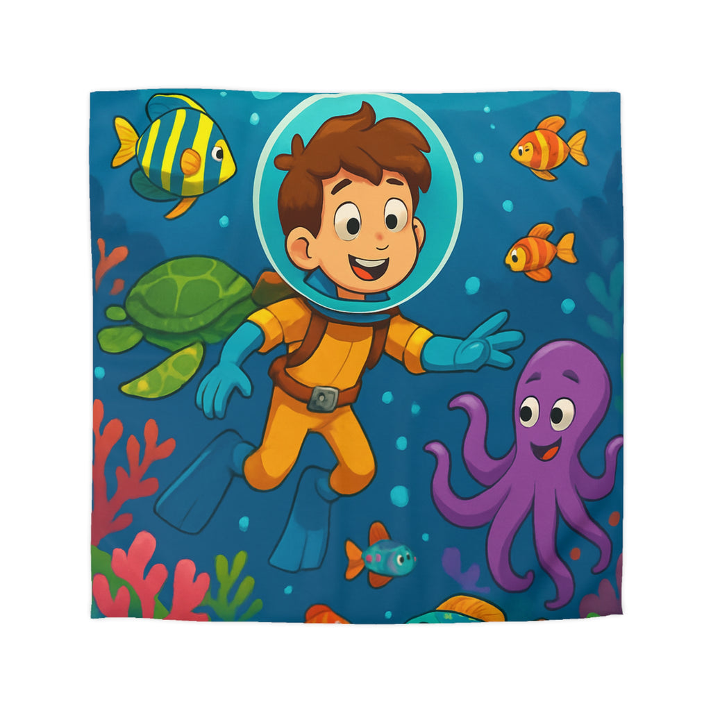 Housse de couette sous-marine avec des animaux marins colorés pour chambre d'enfant joyeuse