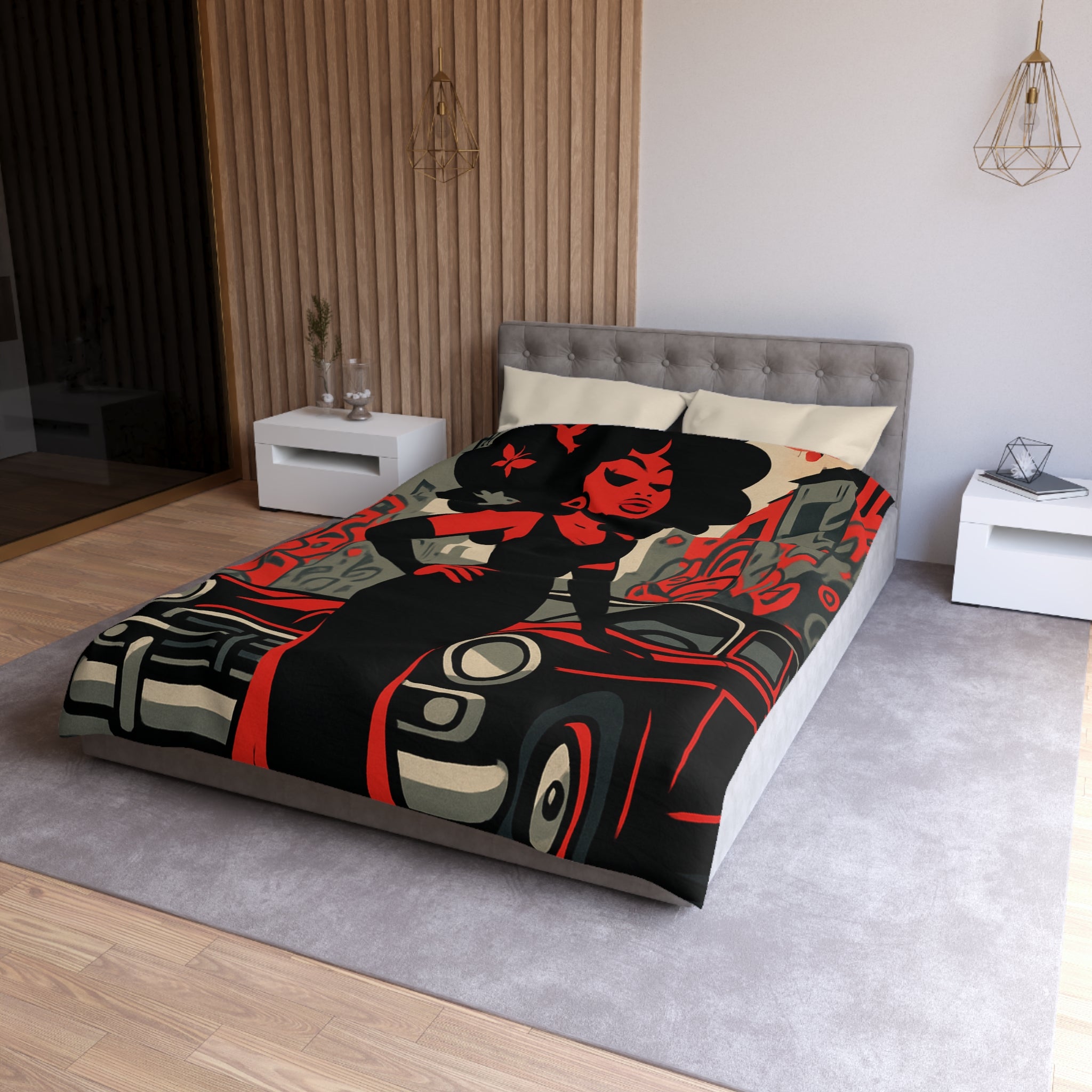 Housse de Couette Microfibre Design Artistique Moderne Décoration Chambre Confort Premium