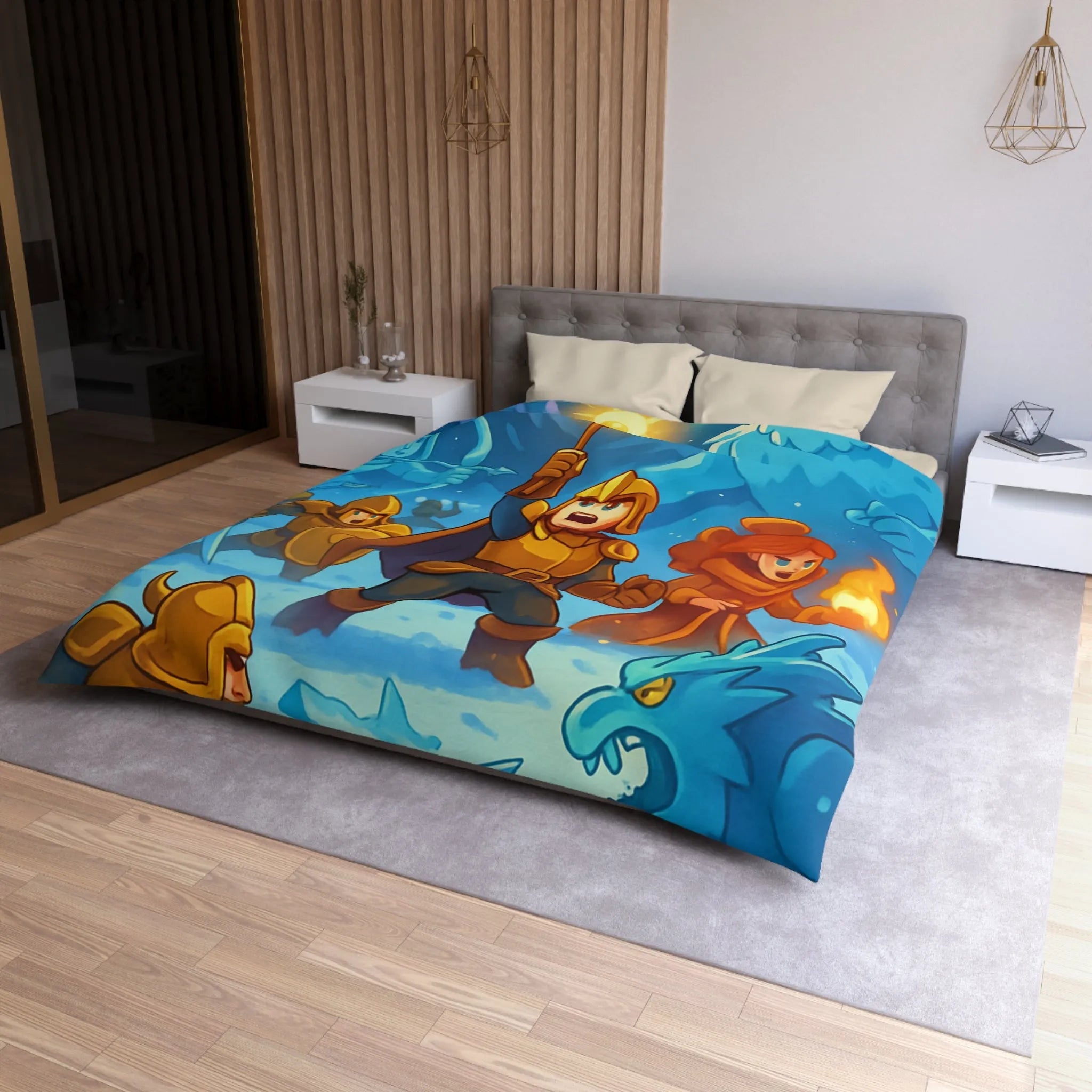 Housse de Couette Microfibre Art Graphique Contemporain Style Décoratif Chambre Tendance