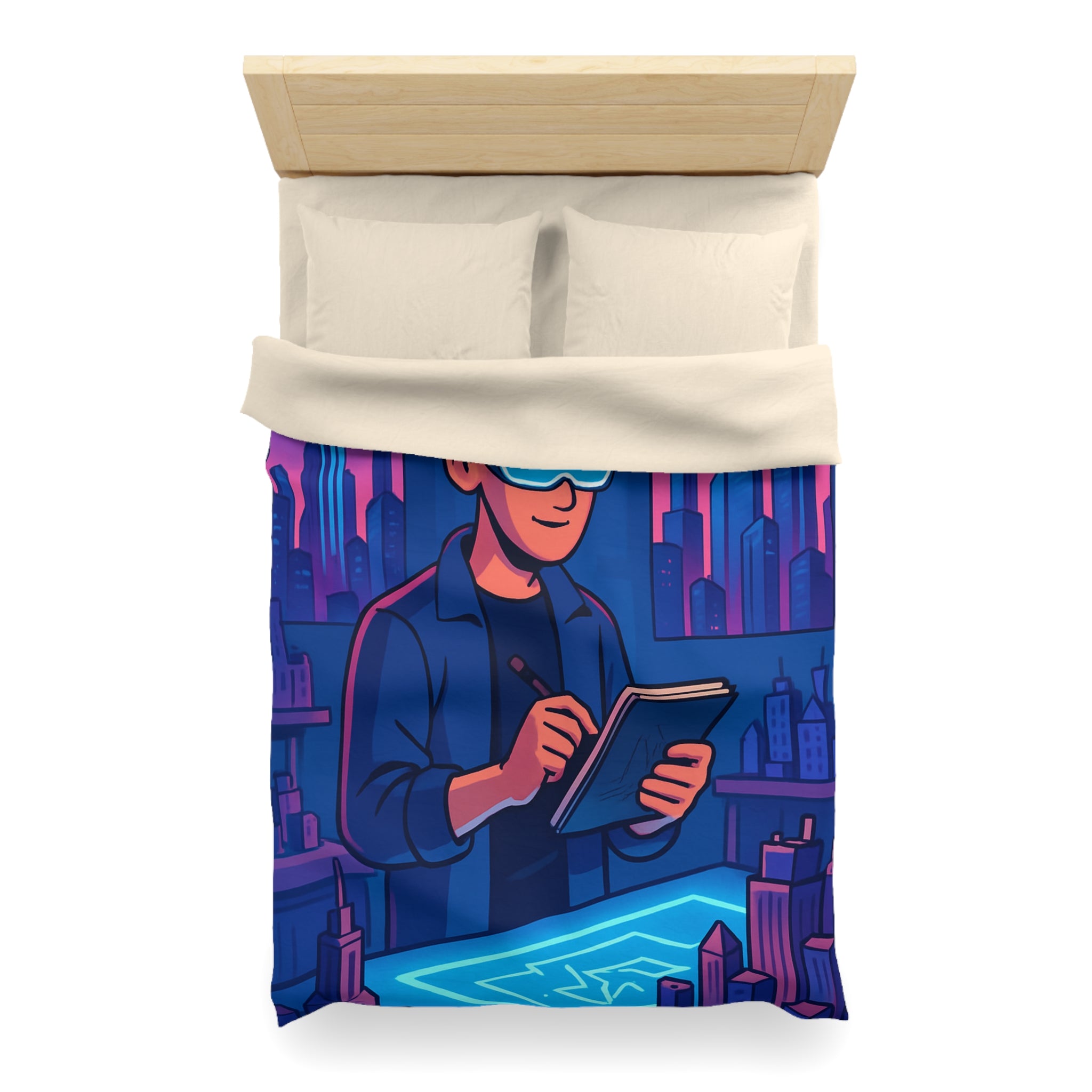 Housse de Couette Microfibre Illustration Unique Design Moderne Décoration Intérieure Raffinée