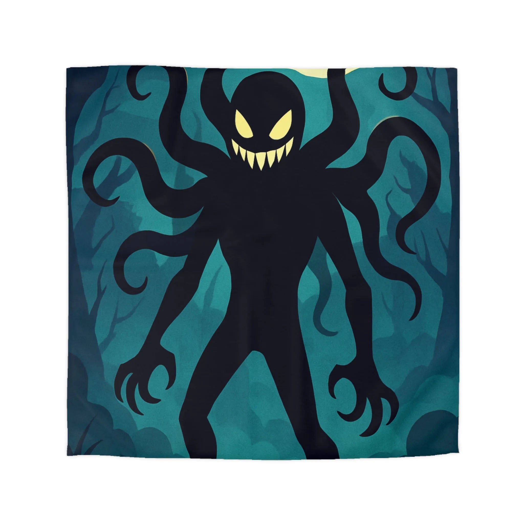 Housse de couette créature mystique sous lumière de lune dans forêt énigmatique sombre