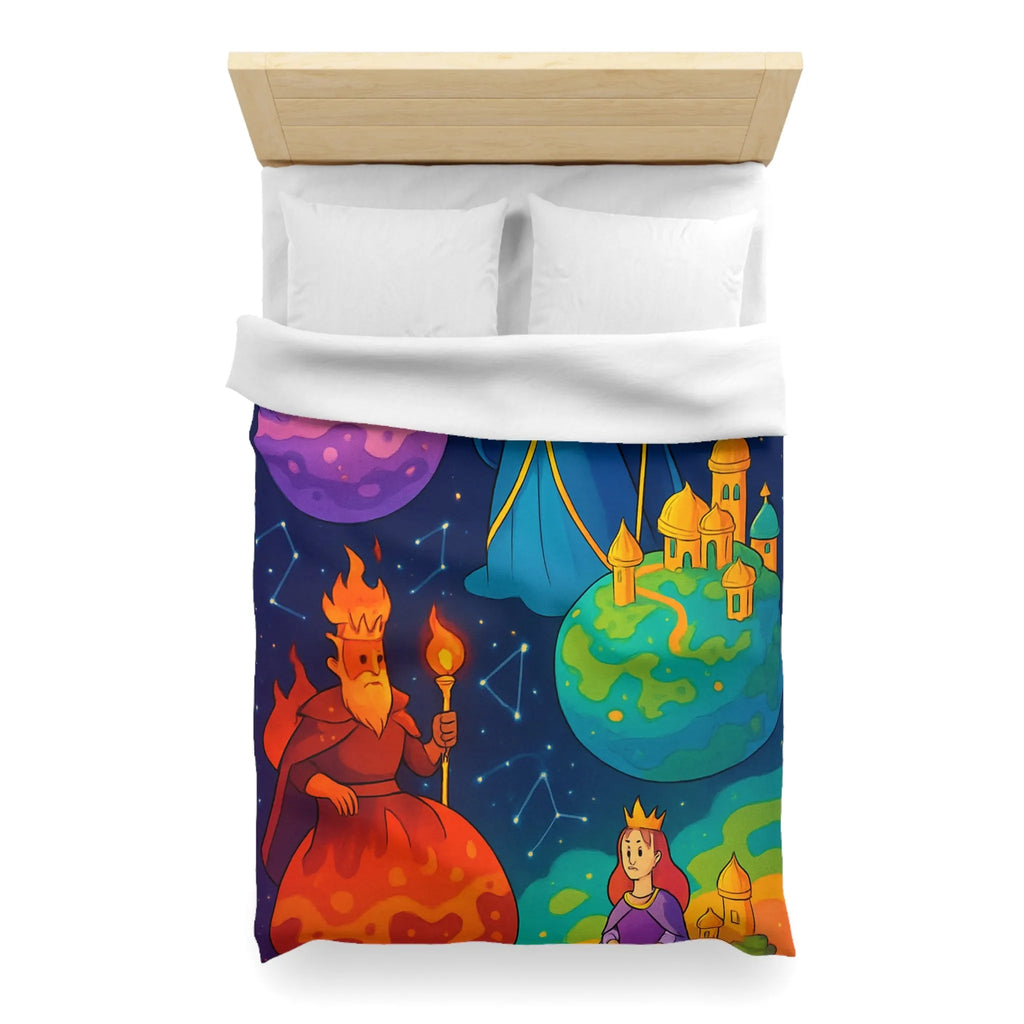 Housse de Couette Imaginaire avec Rois et Reines sur Planètes Mystiques Étoilées