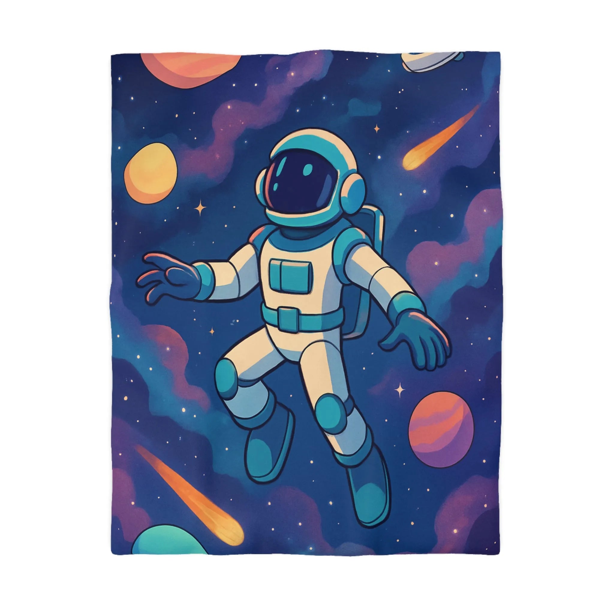 Housse de couette espace avec astronaute et planètes pour chambre d'enfant rêveuse