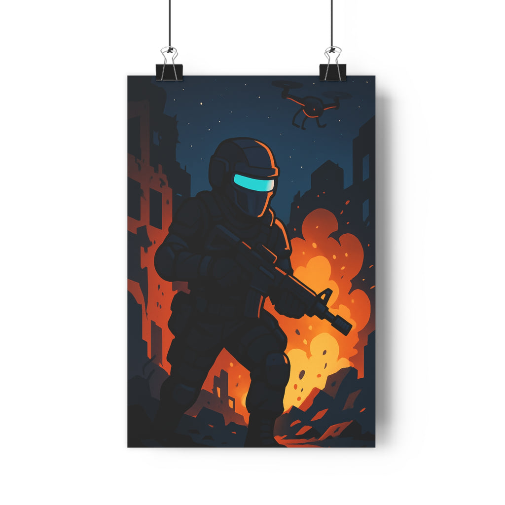 Poster décoratif intense cartoon action sombre urbain soldat aventure salon chambre tendance qualité qualité