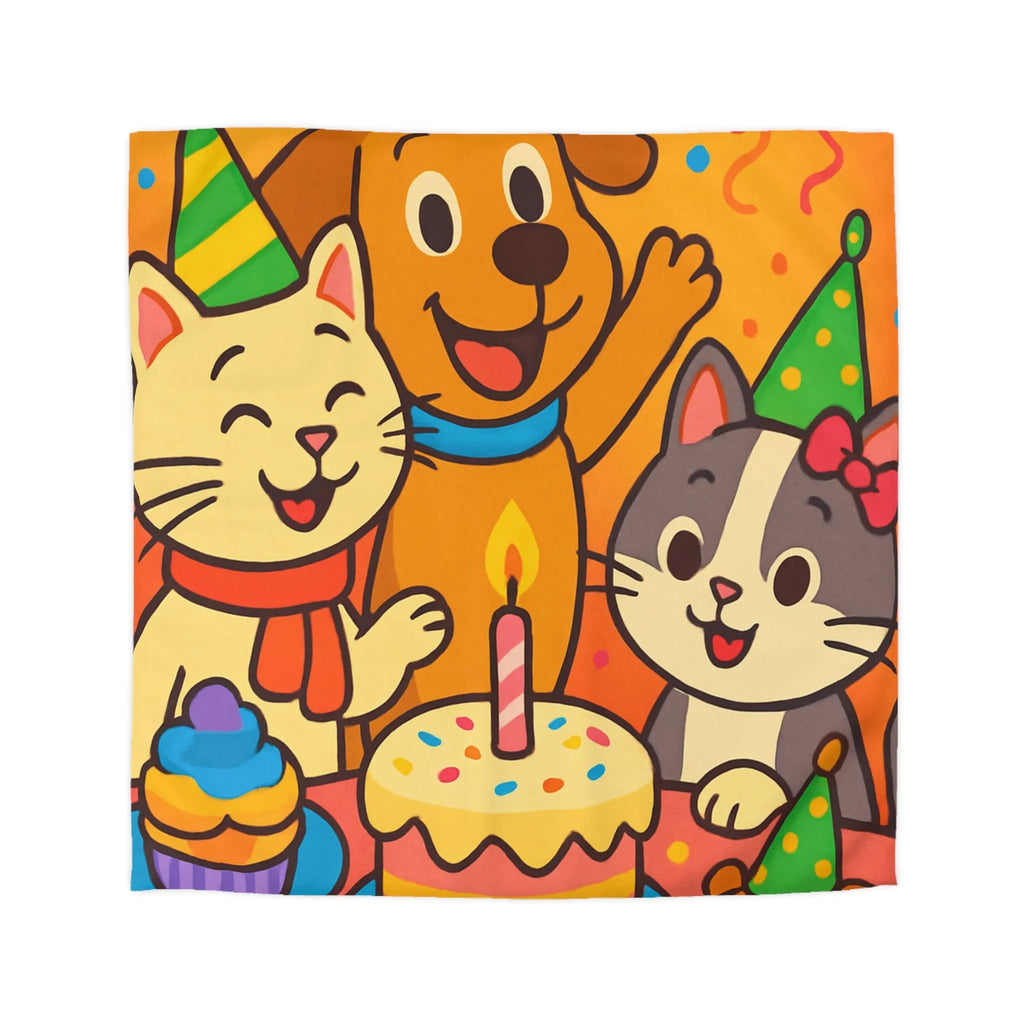 Housse de couette joyeuse et colorée avec animaux en fête pour chambre d'enfant