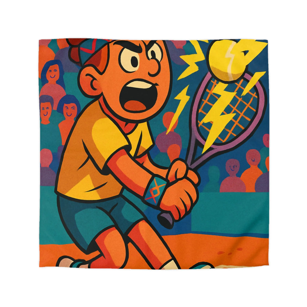 Housse de couette enfantine avec joueur de tennis énergique et balle électrisante en action