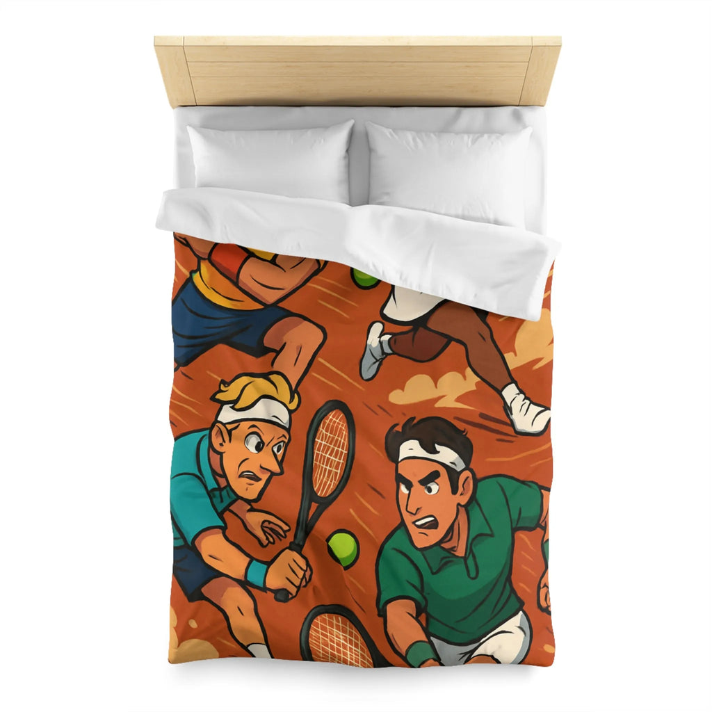 Housse de couette dynamique de tennis avec joueurs animés et fond terre battue