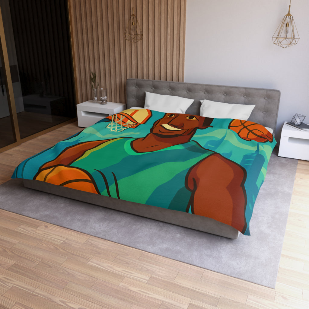 Housse de Couette Pour Enfant Thème Basketball Colorée et Ludique avec Joueur Souriant