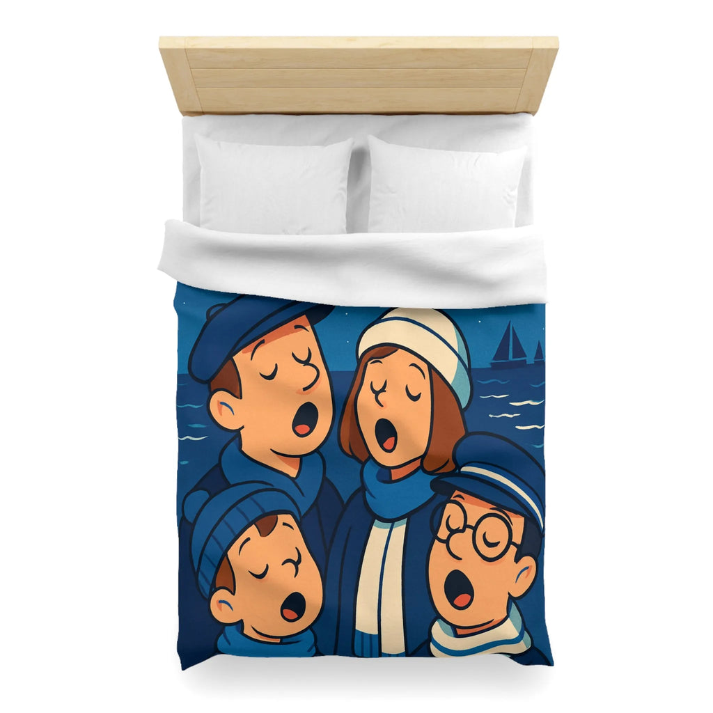 Housse de couette avec illustration nautique vintage de chanteurs sous un ciel étoilé