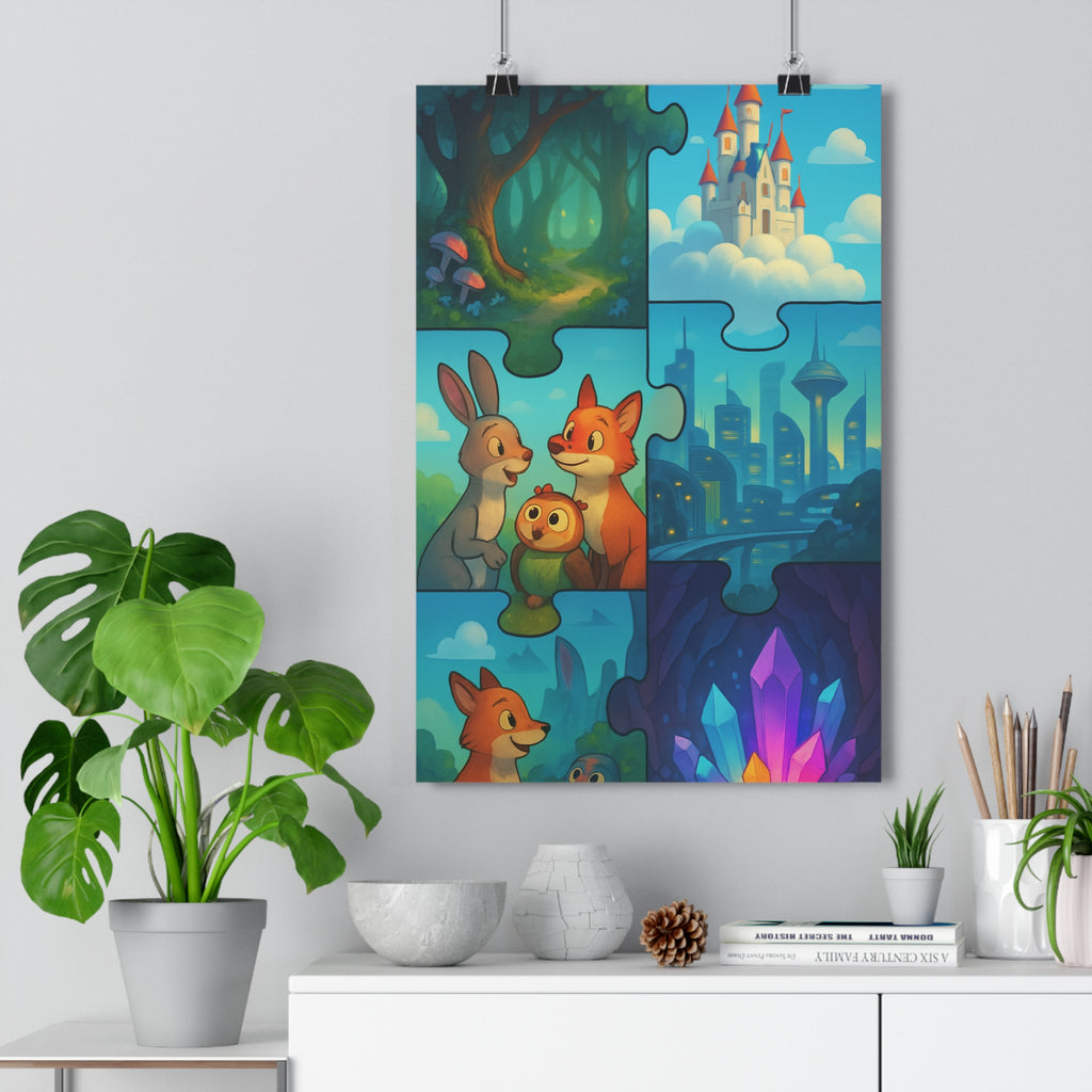 Poster décoratif fantastique animation coloré mystique joyeux forêt chambre salon art enfant cristal qualité