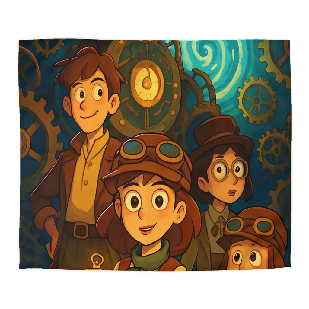 Housse de Couette Enfant Steampunk Aventure Horlogerie avec Spirale Temporelle Mystérieuse