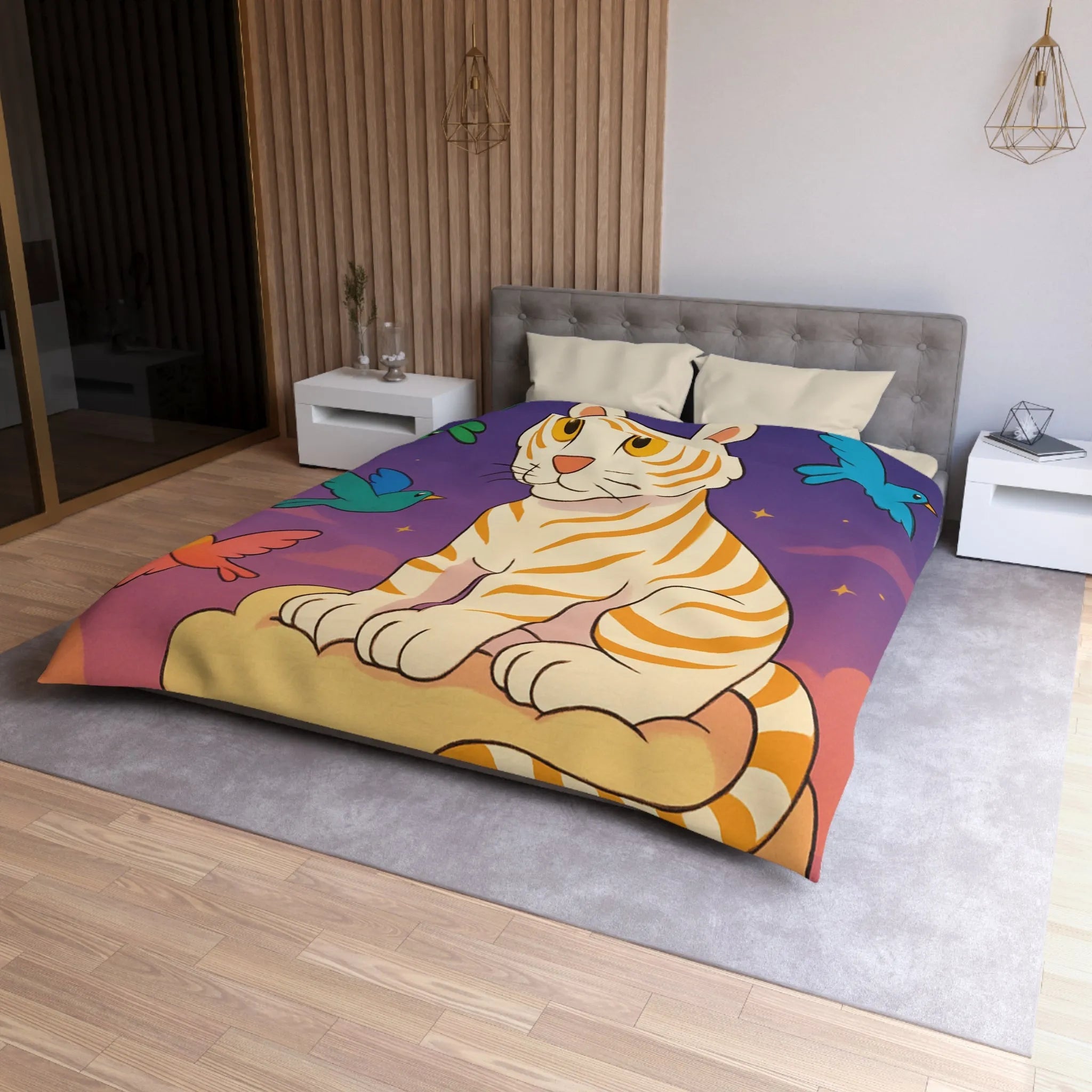 Housse de Couette Microfibre Art Graphique Contemporain Style Décoratif Chambre Tendance