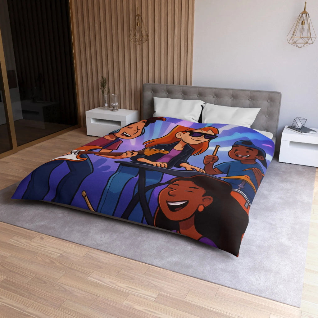 Ensemble musical animé pour housse de couette colorée et dynamique pour jeunes musiciens