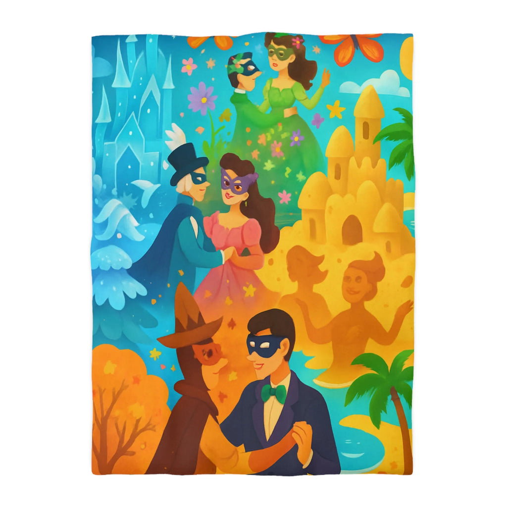 Housse de couette féerique avec papillons, fleurs et châteaux pour chambre colorée