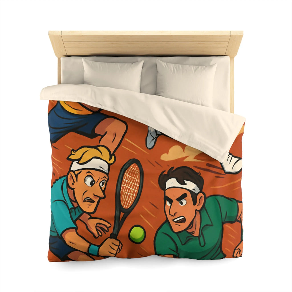 Housse de couette dynamique de tennis avec joueurs animés et fond terre battue