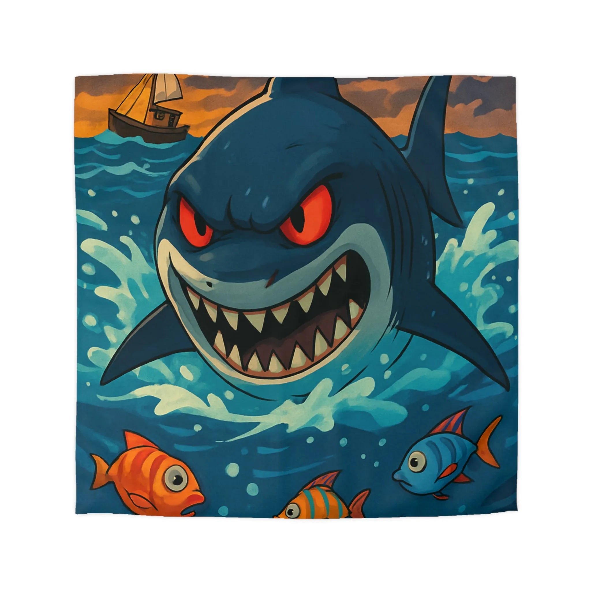 Housse de Couette Colorée aux Requins et Poissons pour Enfants Aventureux et Créatifs