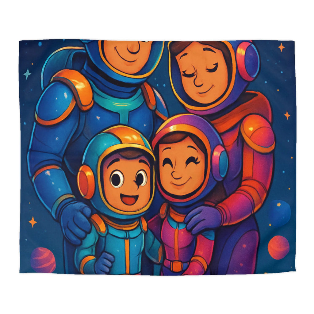 Housse de couette famille d'astronautes enfants joyeux espaces colorés pour chambre enfant