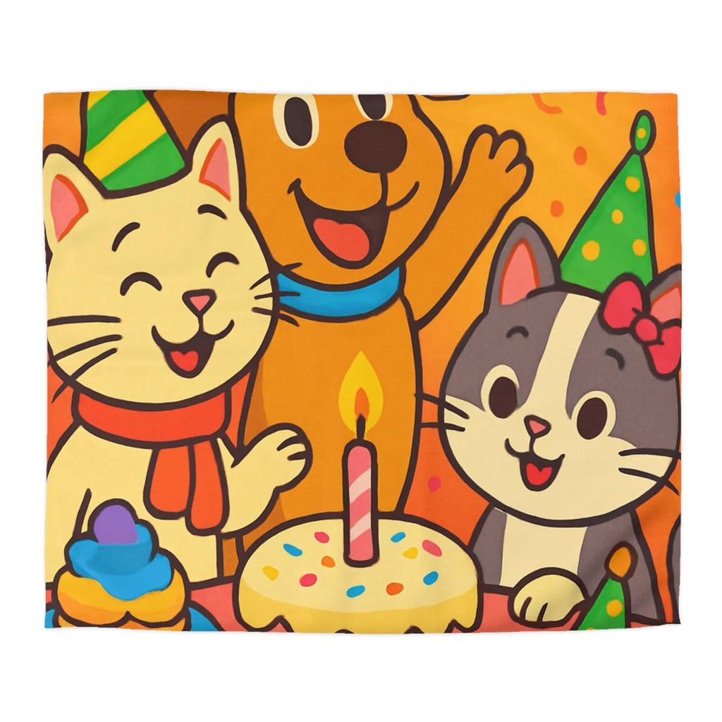 Housse de couette joyeuse et colorée avec animaux en fête pour chambre d'enfant