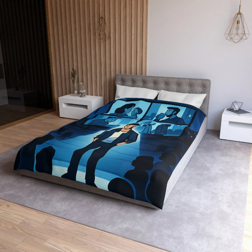 Housse de Couette Microfibre Art Graphique Contemporain Style Décoratif Chambre Tendance