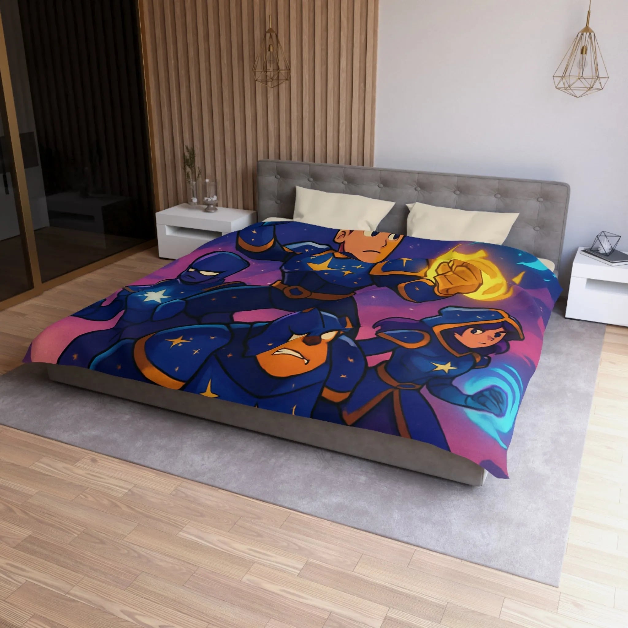 Housse de Couette Microfibre Art Graphique Contemporain Style Décoratif Chambre Tendance