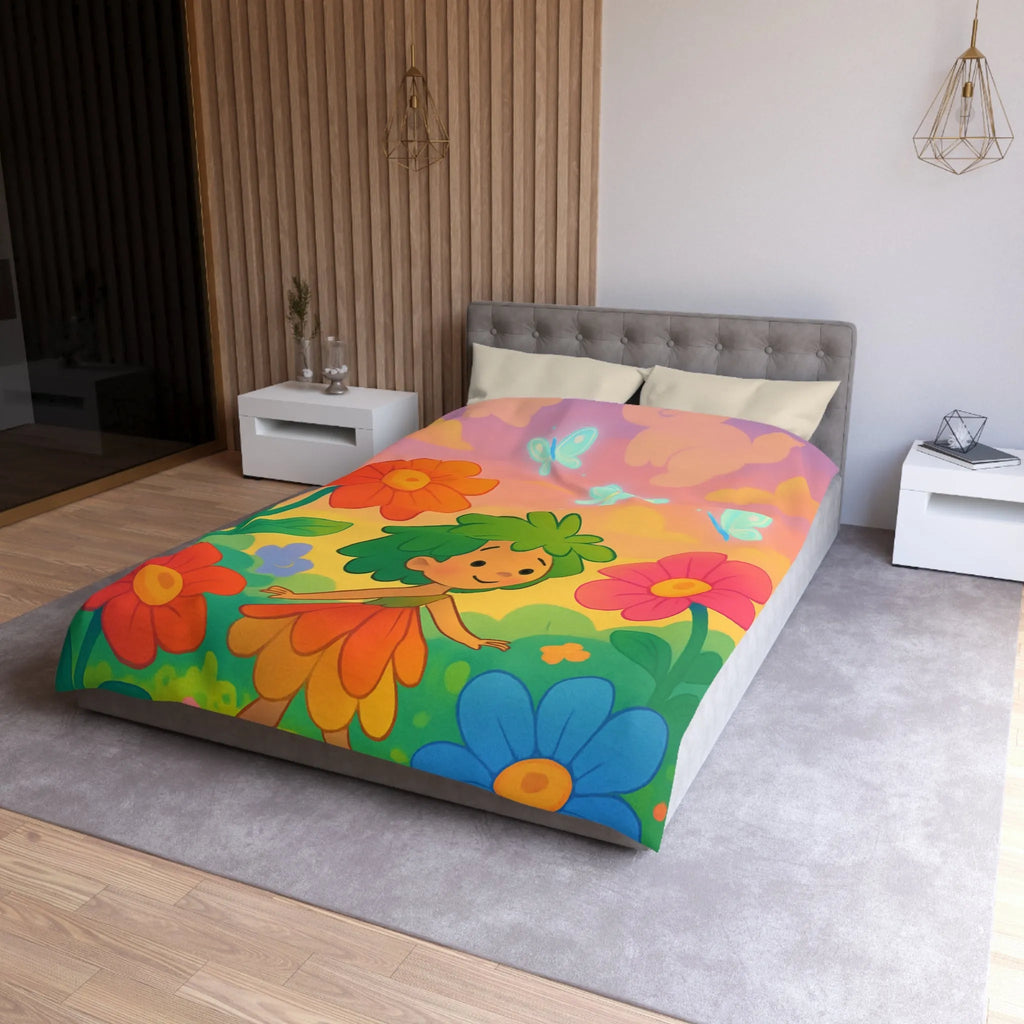 Enchantement floral coloré avec nuages et papillons parfait pour chambre d'enfant rêveuse