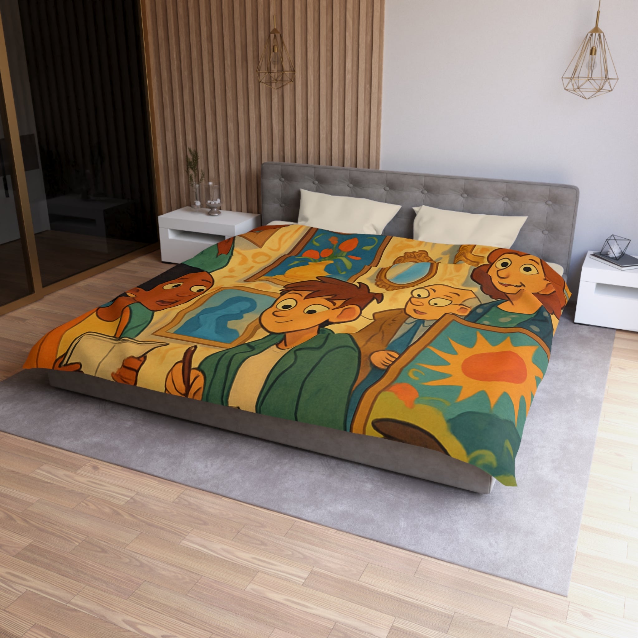 Housse de Couette Microfibre Design Artistique Moderne Décoration Chambre Confort Premium