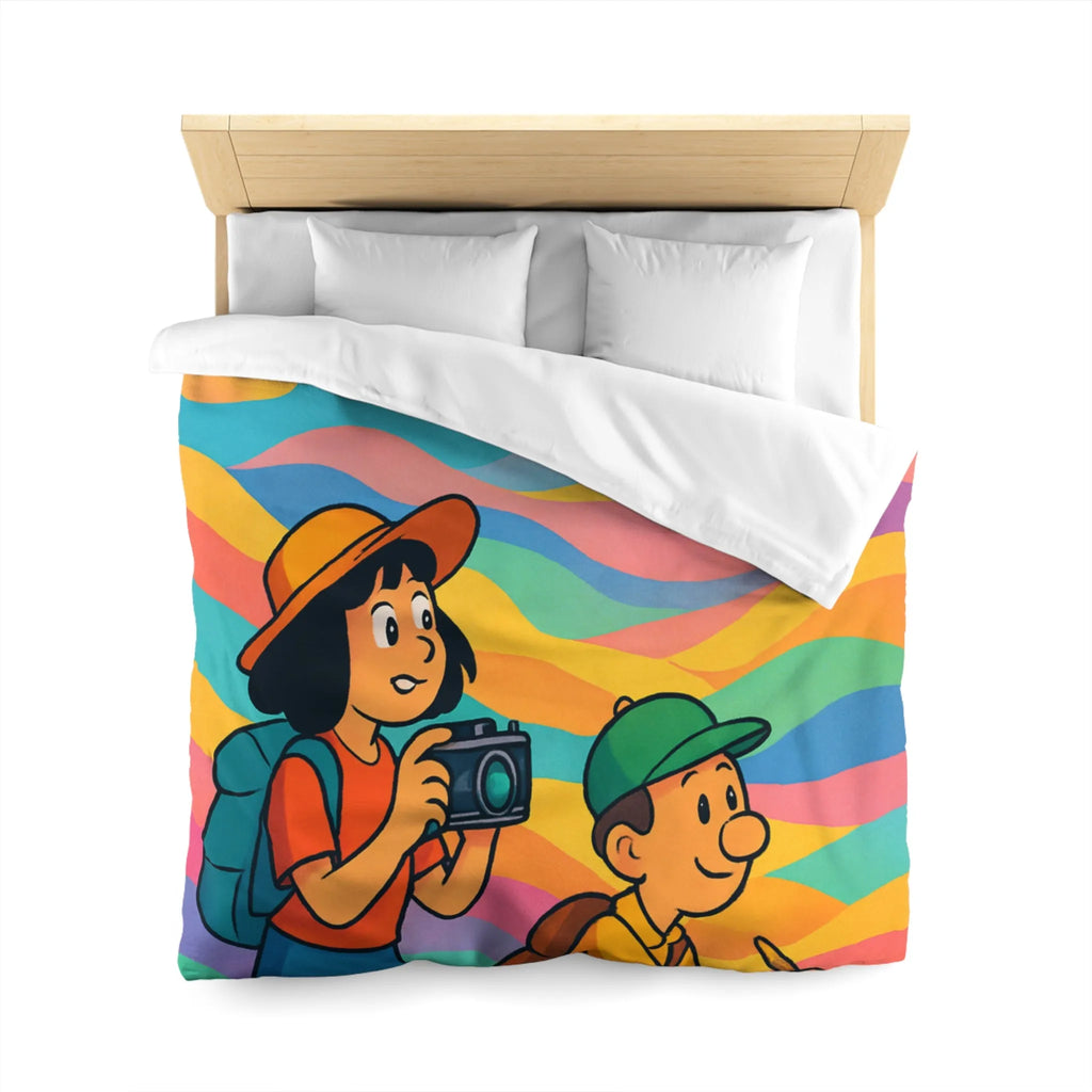 Housse de Couette Enfant avec Effet Arc-en-ciel et Motifs Oniriques Pleins de Couleurs