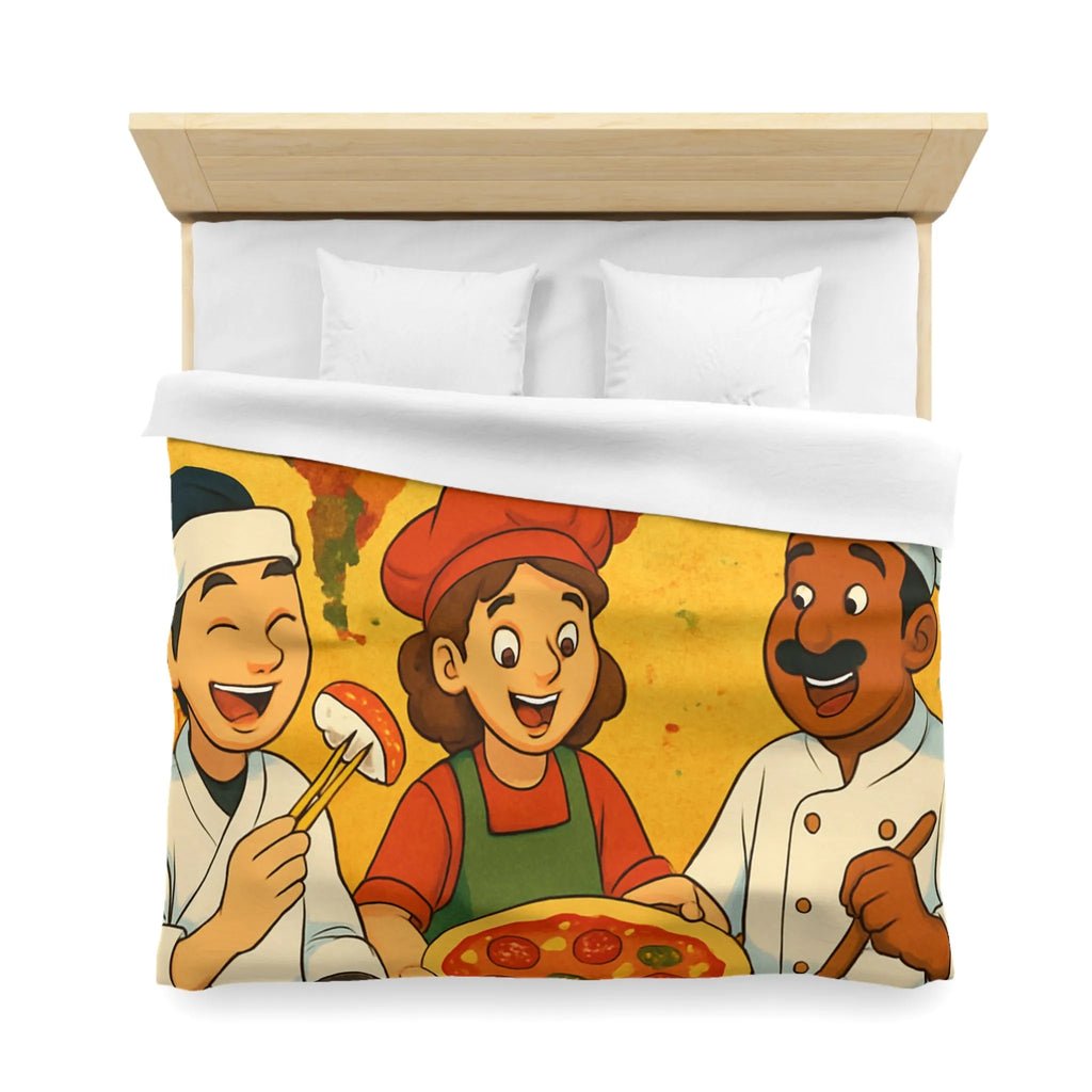 Housse de Couette Cuisine Culturelle : Carte du Monde et Chefs Gourmands