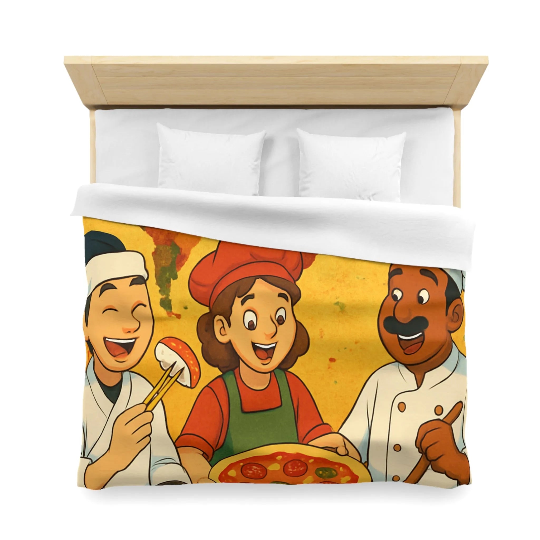 Housse de Couette Cuisine Culturelle : Carte du Monde et Chefs Gourmands