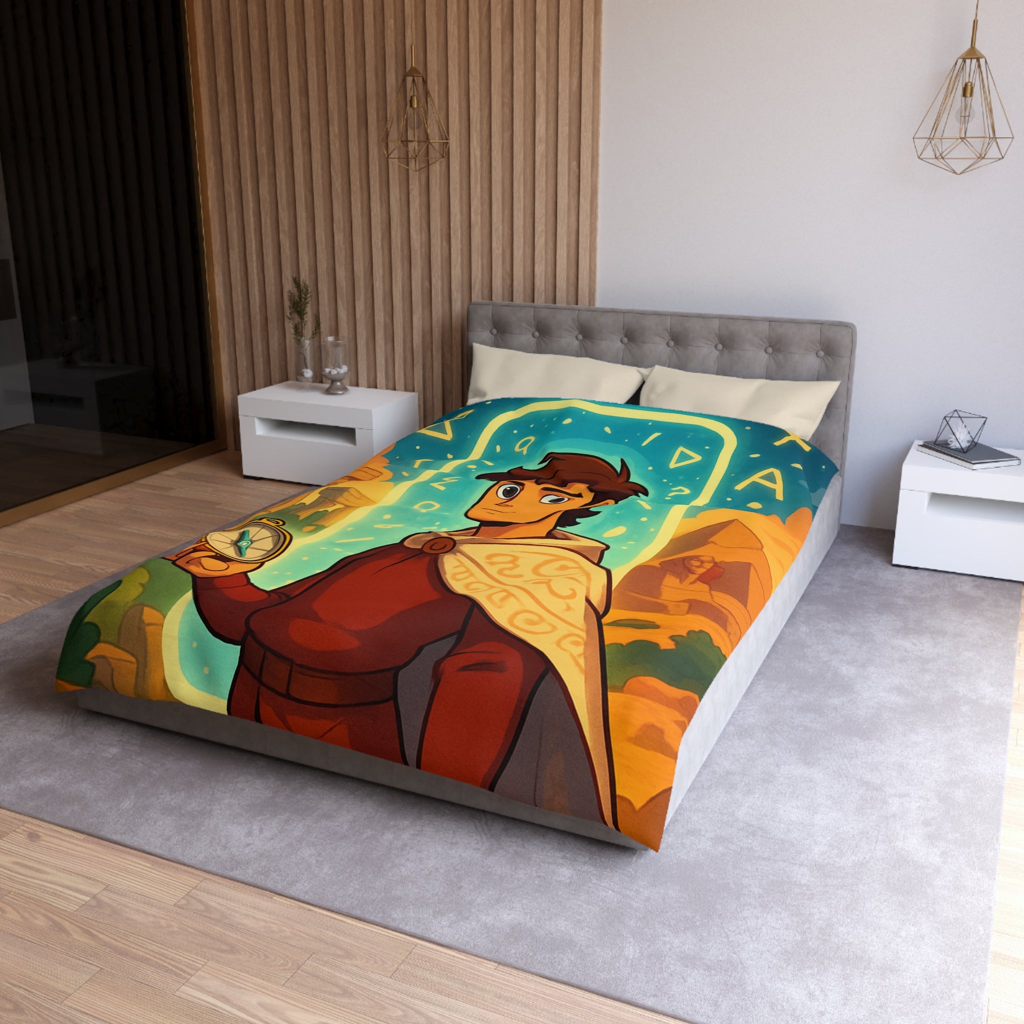 Housse de Couette Microfibre Design Artistique Moderne Décoration Chambre Confort Premium