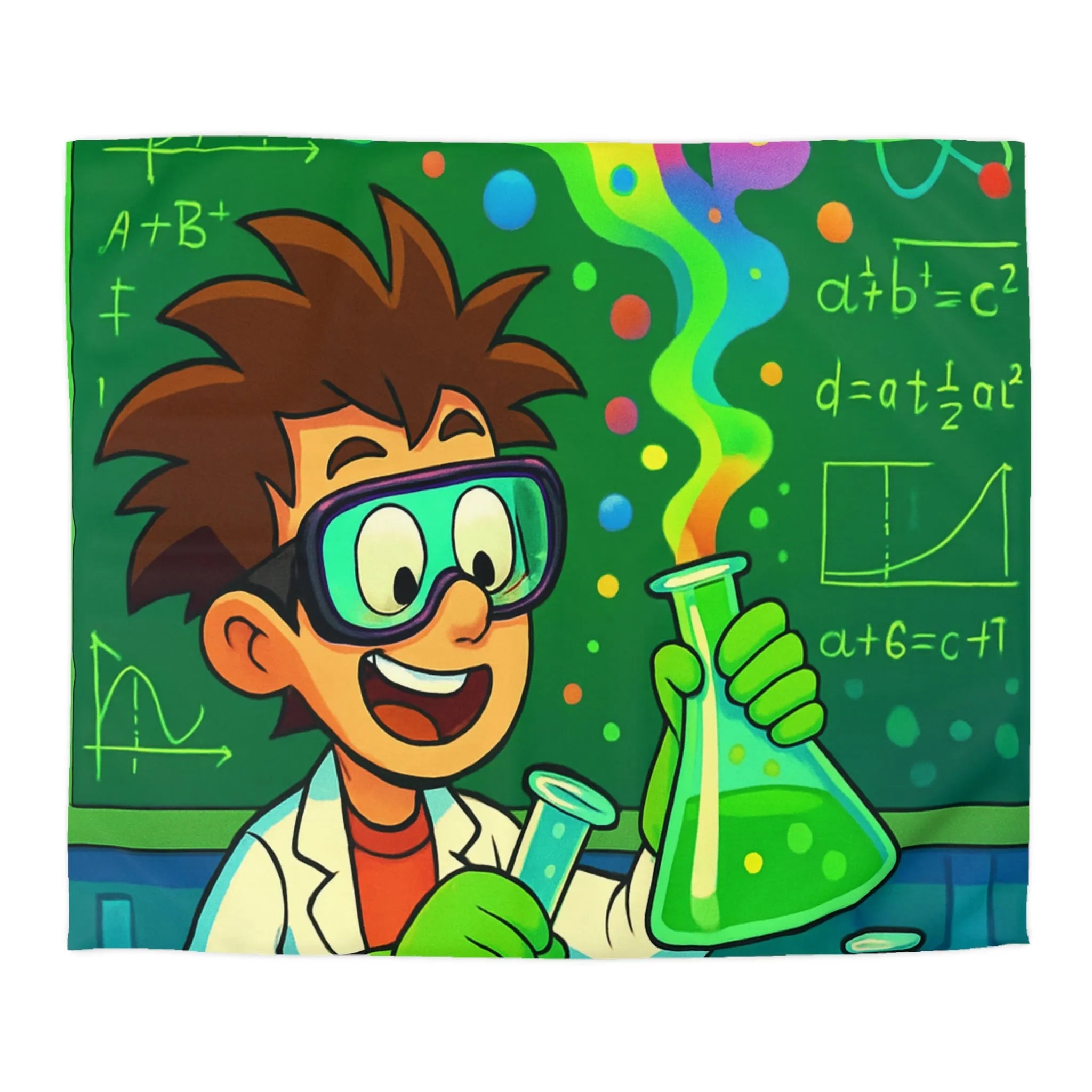 Housse de couette colorée pour enfants avec motif laboratoire scientifique amusant et éducatif