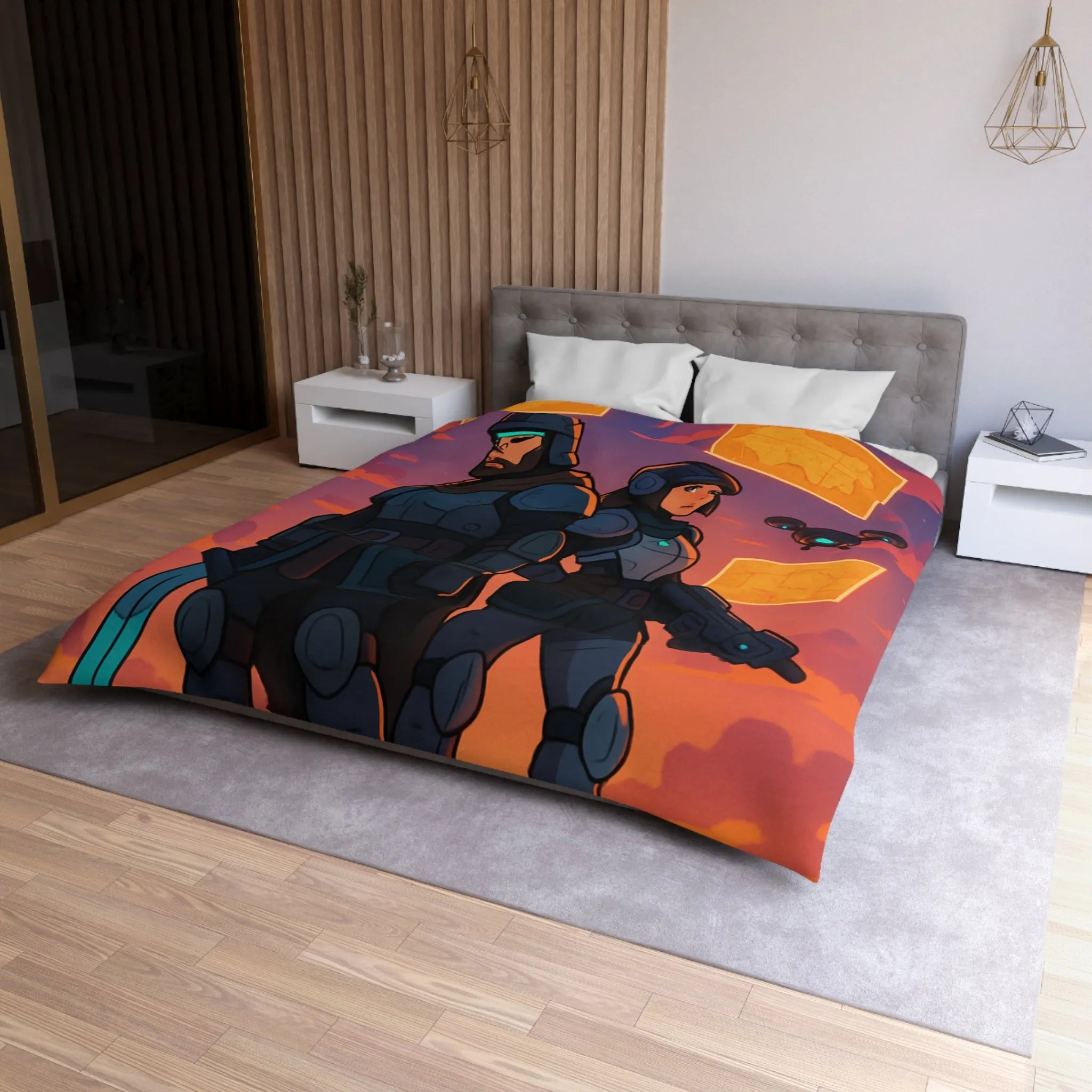 Explorez des mondes futuristes avec cette housse de couette au design captivant