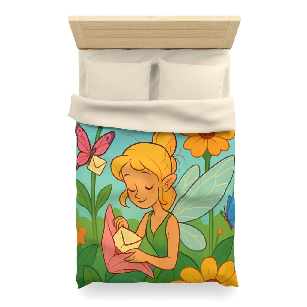 Fée des Jardins Éthérés avec Lettres Magiques et Fleurs Vibrantes pour Enchantement Nocturne