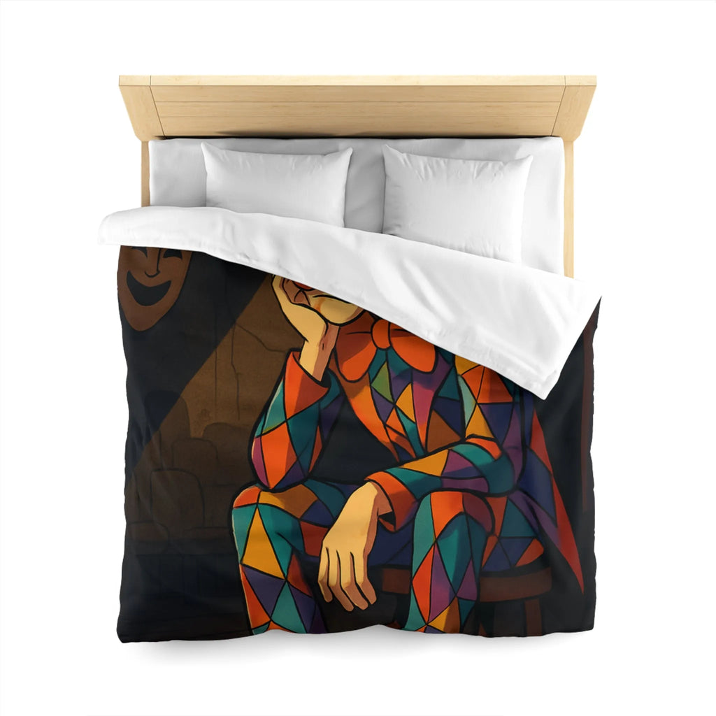 Housse de couette clown triste aux motifs colorés pour chambre unique et artistique