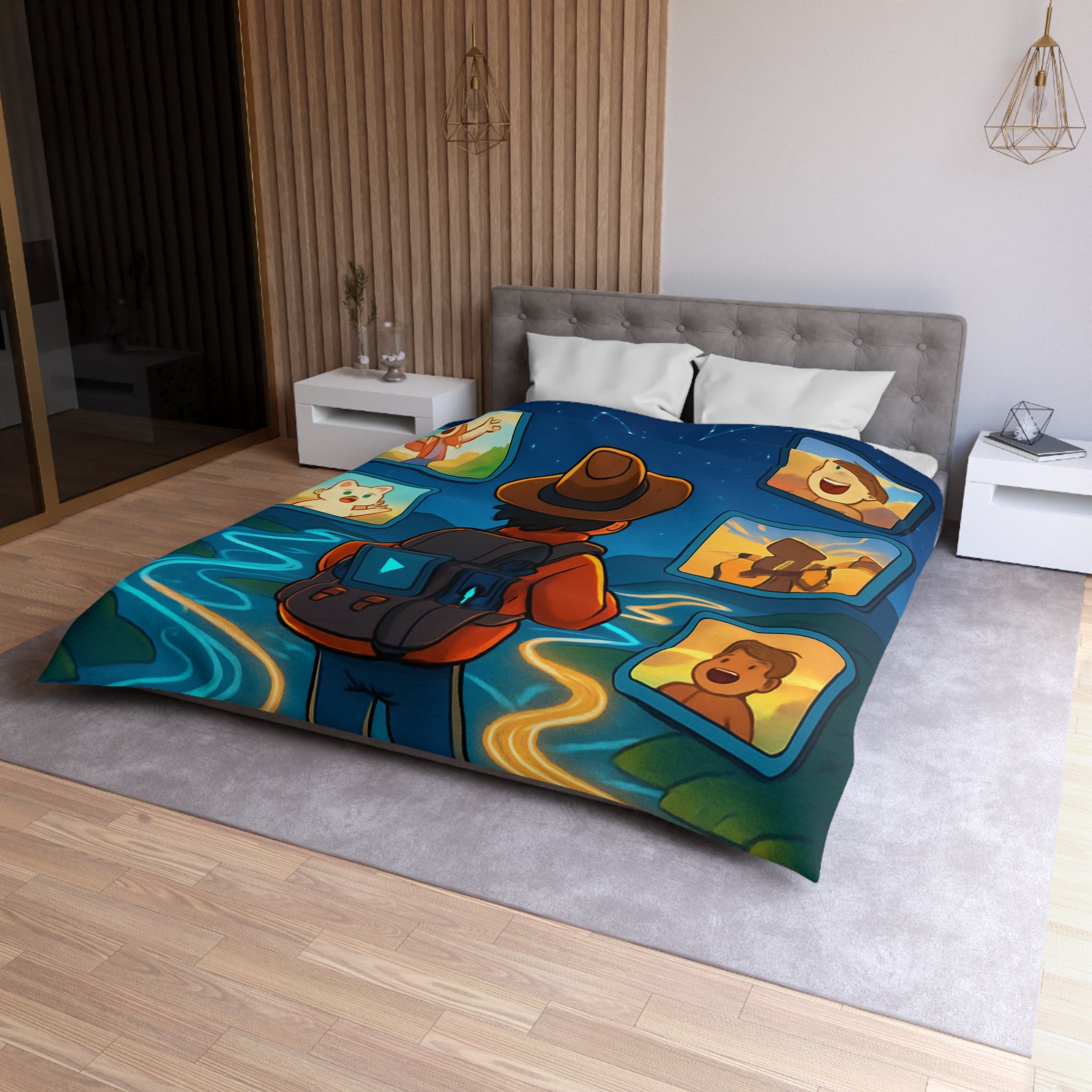 Housse de Couette Microfibre Illustration Unique Design Moderne Décoration Intérieure Raffinée