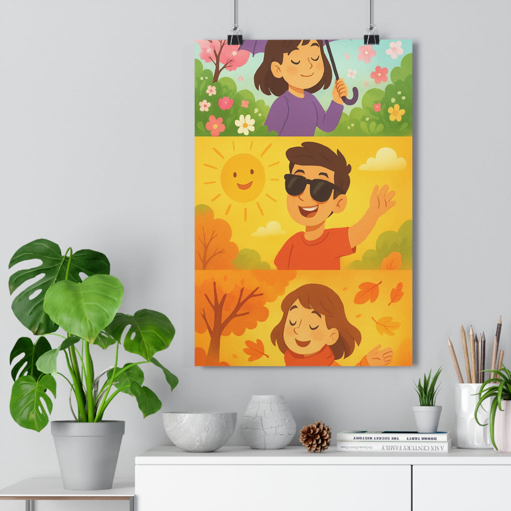 Poster décoratif vibrant multicolore moderne joyeux salon chambre enfant printemps été automne lumineux style