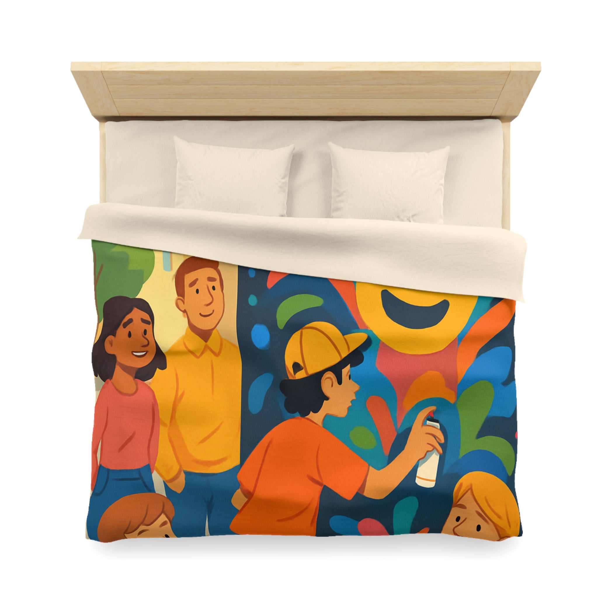 Housse de Couette Microfibre Design Artistique Moderne Décoration Chambre Confort Premium