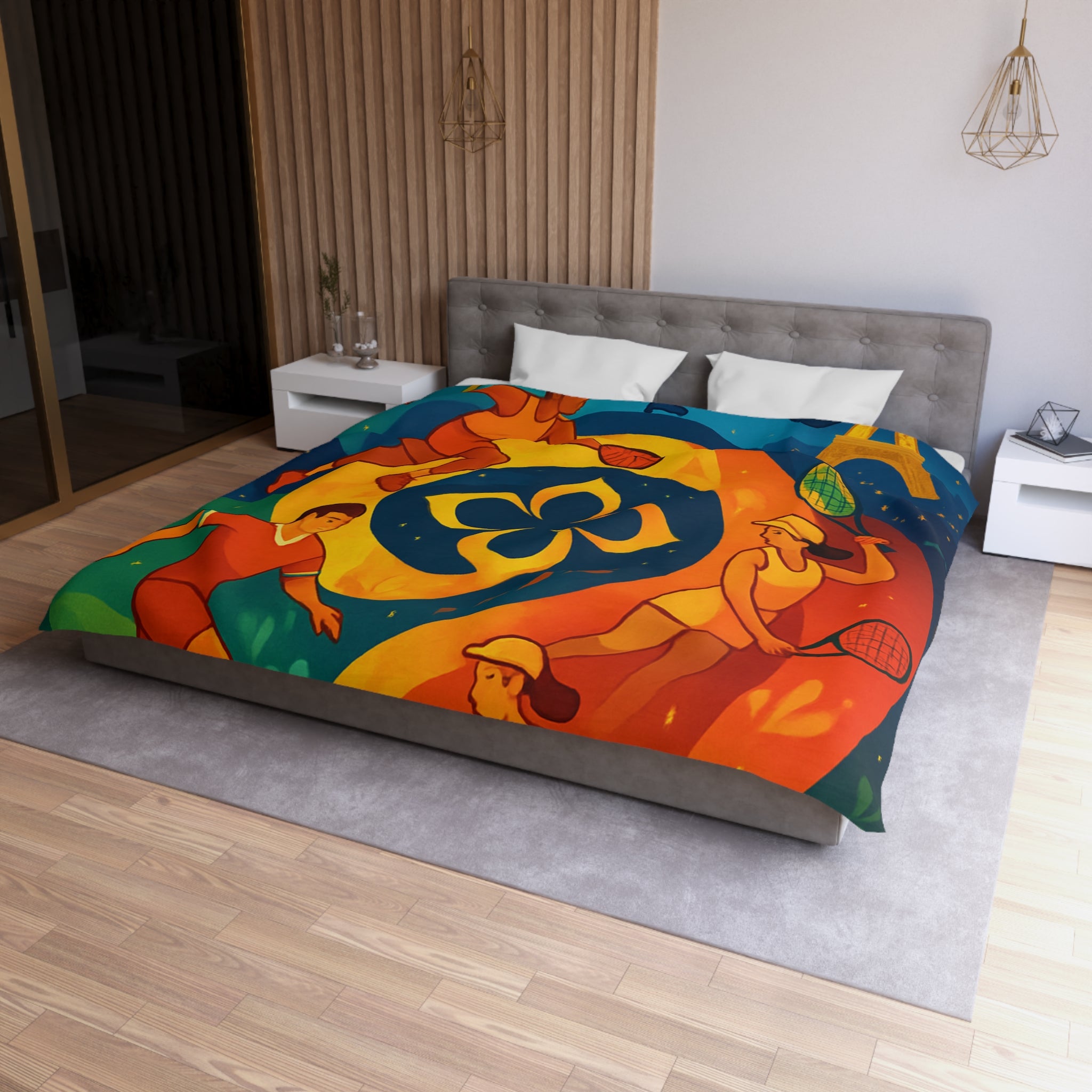 Housse de Couette Microfibre Illustration Unique Design Moderne Décoration Intérieure Raffinée