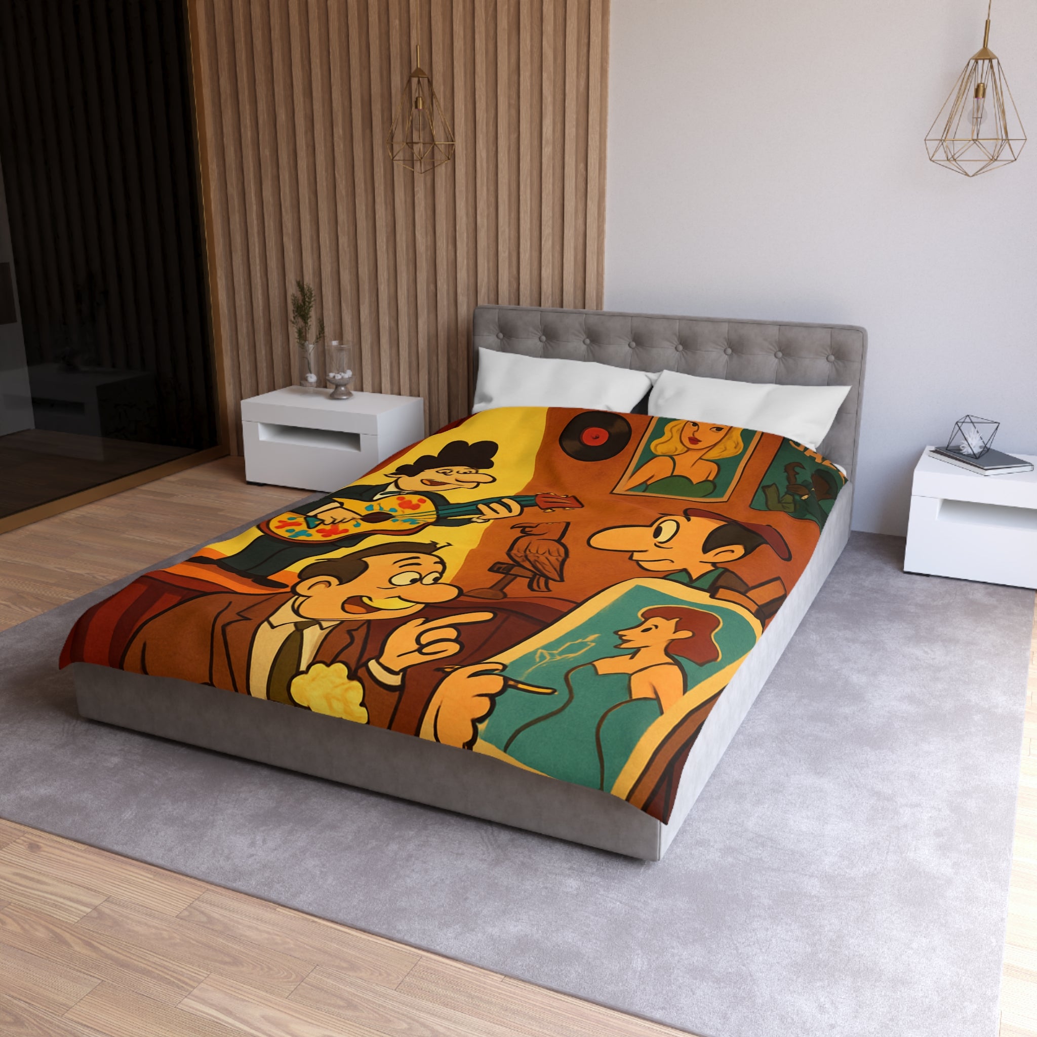 Housse de Couette Microfibre Illustration Unique Design Moderne Décoration Intérieure Raffinée