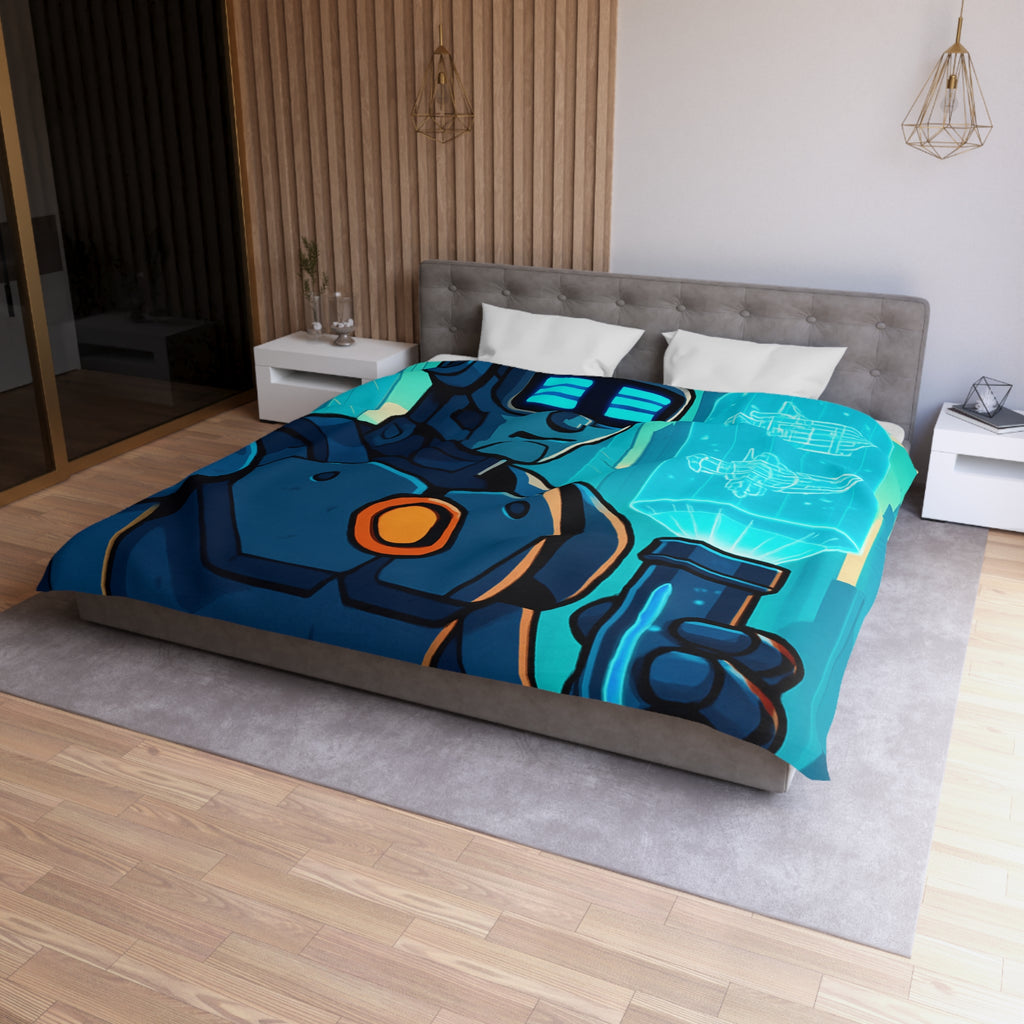 Housse de Couette Thème Robotique Futuriste avec Paysage Urbain et Drones Volants