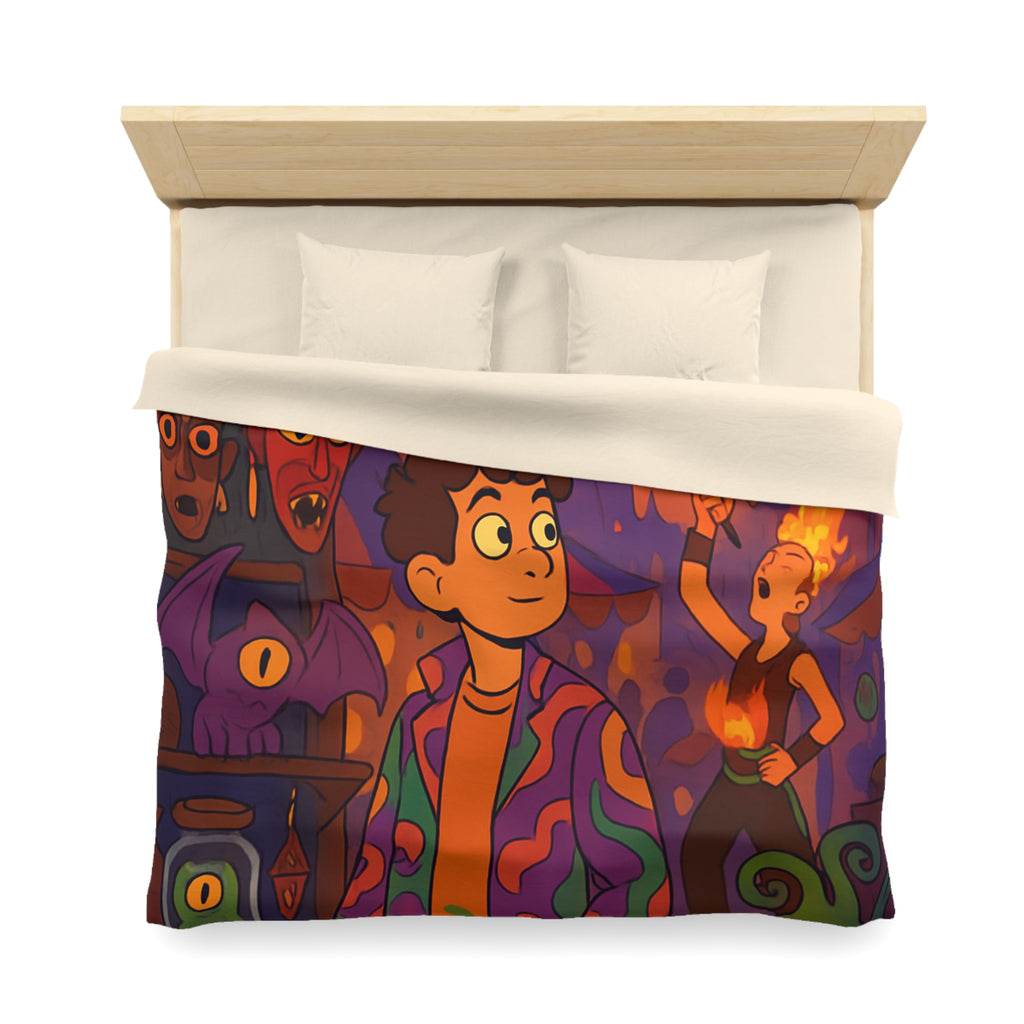 Housse de couette pour chambre enfants avec créatures mystiques et ambiance nocturne illustrée